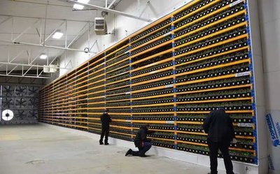 A mining farm in Germany showcasing rows of mining rigs.